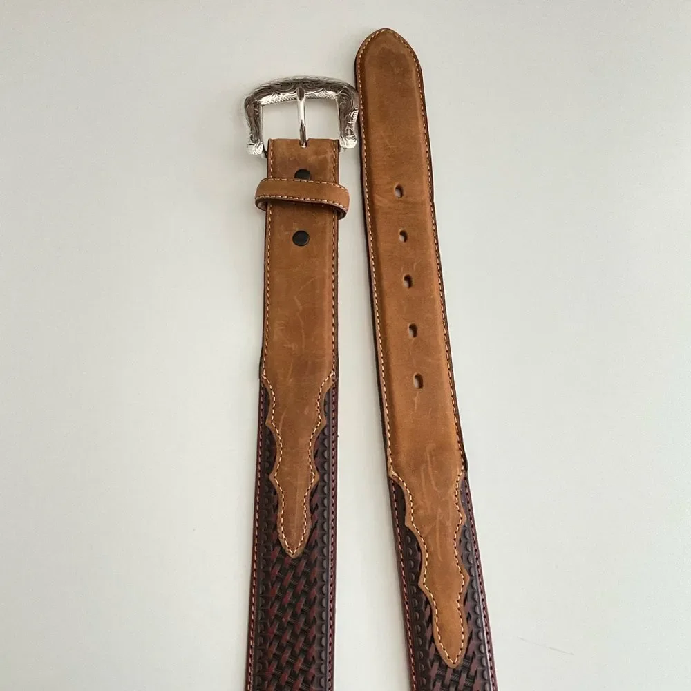 Justin Brown Leather Belt Western 44